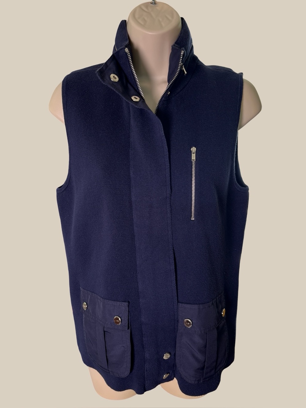 Lauren Ralph Lauren Active Women’s  Navy Knit Utility Gilet Vest SZ M